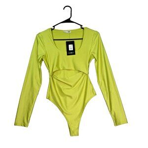 Fashion Nova Women's Euphoria Cutout Bodysuit - Chartreuse Lime Green Size M NWT